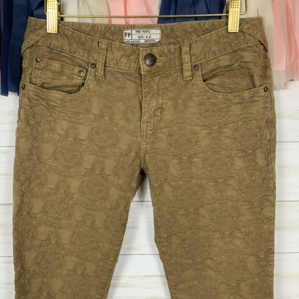 Free People Brocade Low Rise Skinny Jean